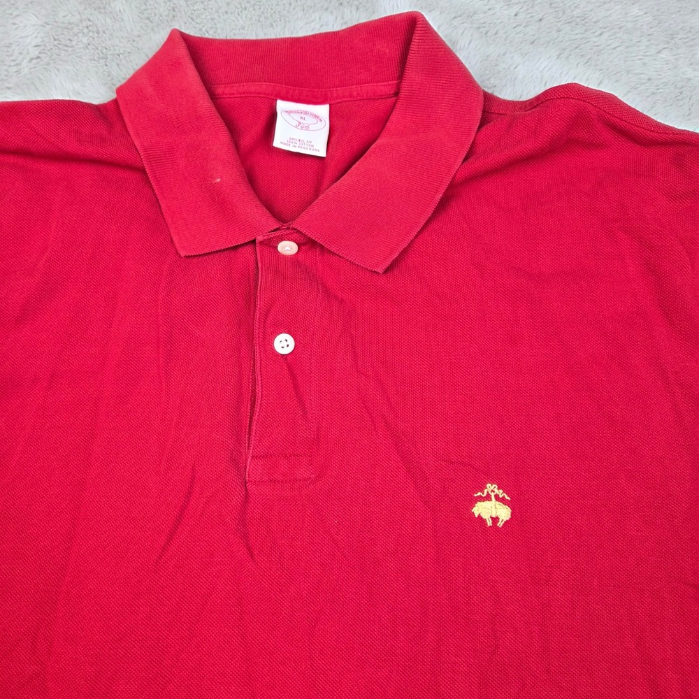 Brooks Brothers Polo Shirt Mens XL Short Sleeve Pique Cotton Golden Fleece Red